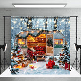 Lofaris Cozy Camper Van Decorations Winter Forest Backdrop